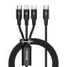 Baseus Rapid Series Cavo 3-in-1 USB-C per M+L+T 20W 1.5m Nero