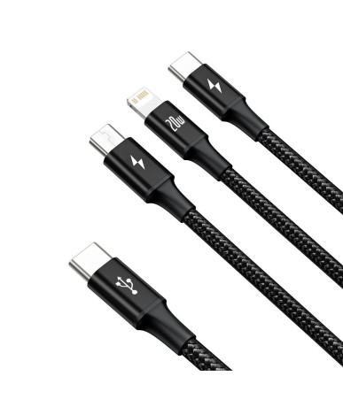 Baseus Rapid Series Cavo 3-in-1 USB-C 20W 1.5m Nero