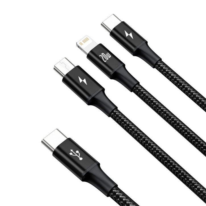 Baseus Rapid Series Cavo 3-in-1 USB-C 20W 1.5m Nero