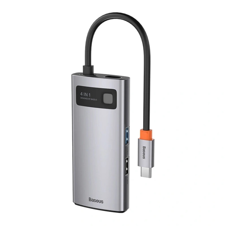 Hub Baseus Metal Gleam Series 4in1, USB-C a USB 3.0 + USB 2.0 + HDMI + USB-C PD