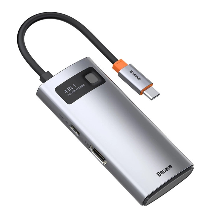 Hub Baseus Metal Gleam Series 4in1, USB-C a USB 3.0 + USB 2.0 + HDMI + USB-C PD