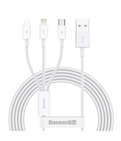Baseus Superior Series Cavo USB 3in1 USB-A a Micro USB / USB-C / Lightning 3.5A 1.5m Bianco