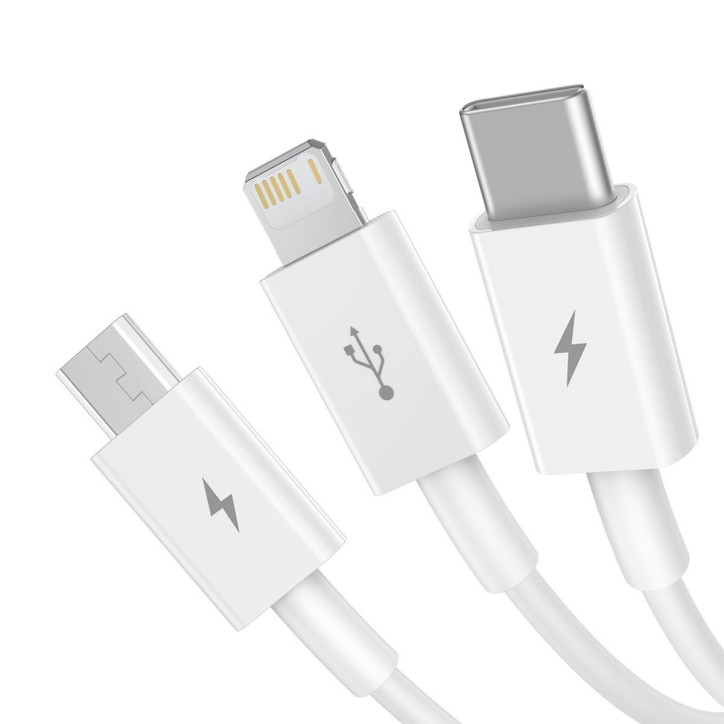 Baseus Superior Series Cavo USB 3in1 Micro USB / USB-C / Lightning 1.5m Bianco