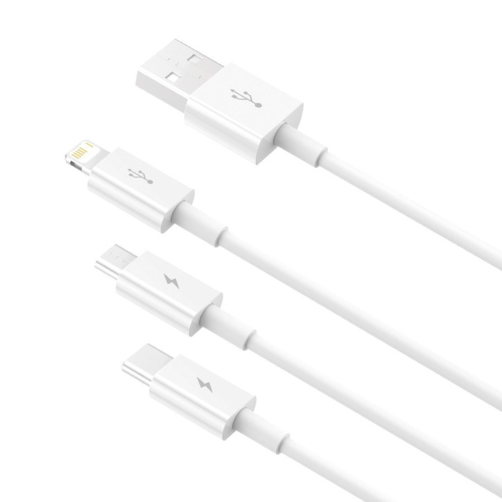 Baseus Superior Series Cavo USB 3in1 Micro USB / USB-C / Lightning 1.5m Bianco