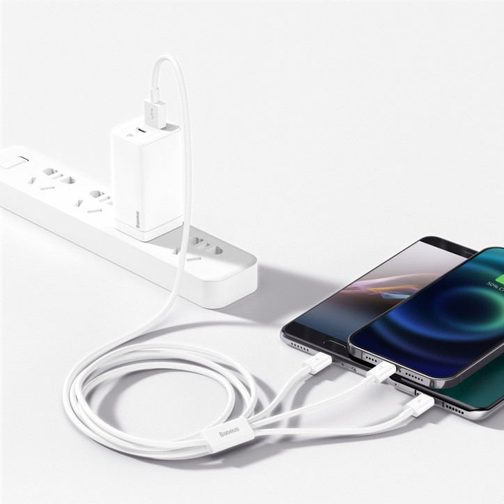 Baseus Superior Series cable USB 3in1, USB a micro USB / USB-C / Lightning, 3.5A, 1.5m (Bianco)