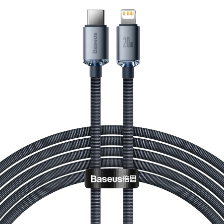 Baseus Crystal Shine Cavo USB-C Lightning 20W PD 2m Nero