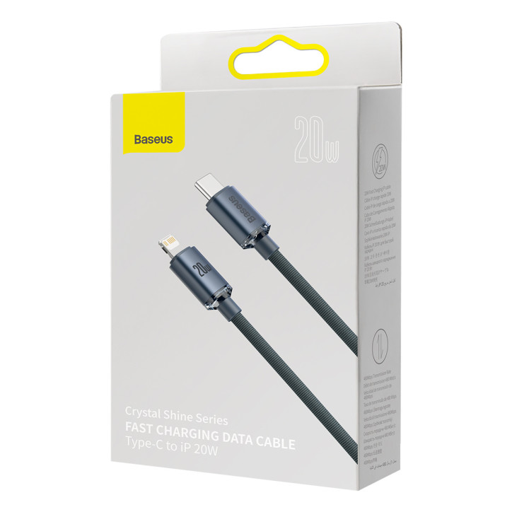 Baseus Crystal Shine Cavo USB-C Lightning 20W PD 2m Nero