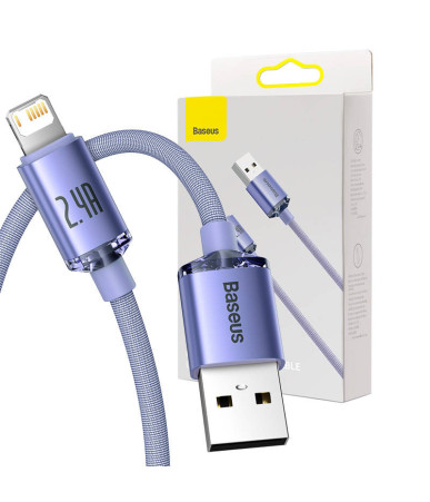 Cavo Baseus Crystal Shine USB-Lightning, 2.4A, 2m (Viola)