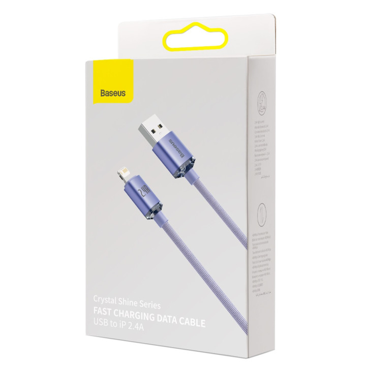 Cavo Baseus Crystal Shine USB-Lightning, 2.4A, 2m (Viola)