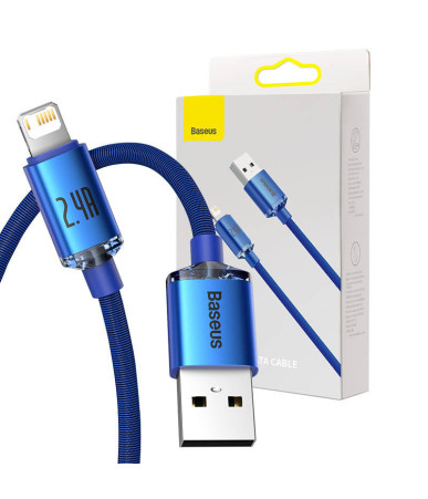 Cavo Baseus Crystal Shine USB-Lightning, 2.4A, 1.2m (Blu)