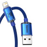 Cavo Baseus Crystal Shine USB-Lightning, 2.4A, 1.2m (Blu)