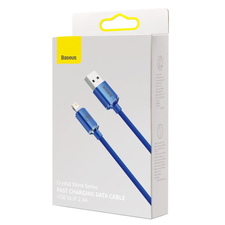 Cavo Baseus Crystal Shine USB-Lightning, 2.4A, 1.2m (Blu)