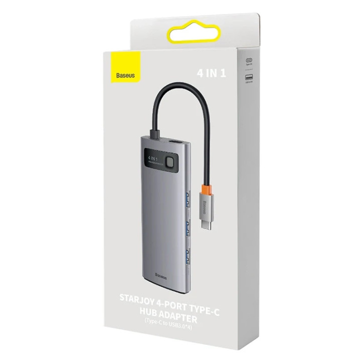 Hub Baseus Metal Gleam Series 4in1, USB-C a 4x USB 3.0