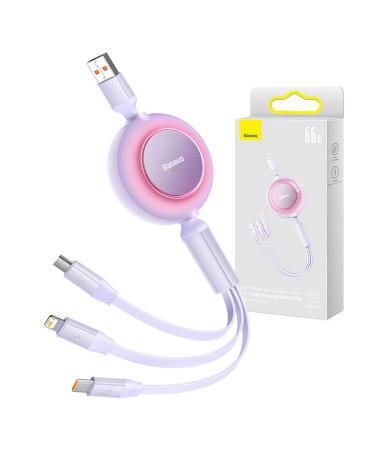Baseus Bright Mirror 3 Cavo USB 3-in-1 Micro USB / USB-C / Lightning 66W 1.1m Viola