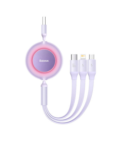 Baseus Bright Mirror 3, cavo 3-in-1 USB per micro USB / USB-C / Lightning 66W / 2A 1.1m (Viola)