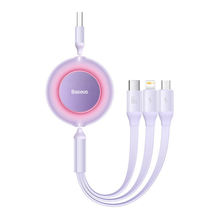 Baseus Bright Mirror 3 Cavo 3-in-1 USB per Micro USB / USB-C / Lightning 66W 1.1m Viola