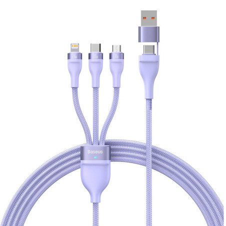 Baseus Cavo USB 3in1 Flash Series 2 USB-C + Micro USB + Lightning 100W 1.5m Viola
