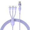 Baseus Cavo USB 3in1 Flash Series 2 USB-C + Micro USB + Lightning 100W 1.5m Viola