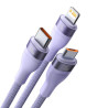 Baseus Cavo USB 3in1 Flash Series 2 USB-C + Micro USB + Lightning 100W 1.5m Viola