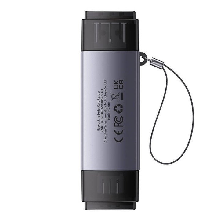 Baseus Lite Series Lettore Schede SD/TF USB + USB-C Grigio