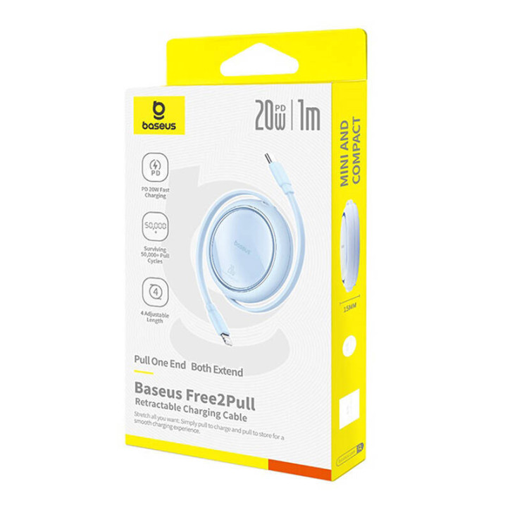 Cavo USB Baseus Free2Pull USB-C to iP 20W 1m Blu