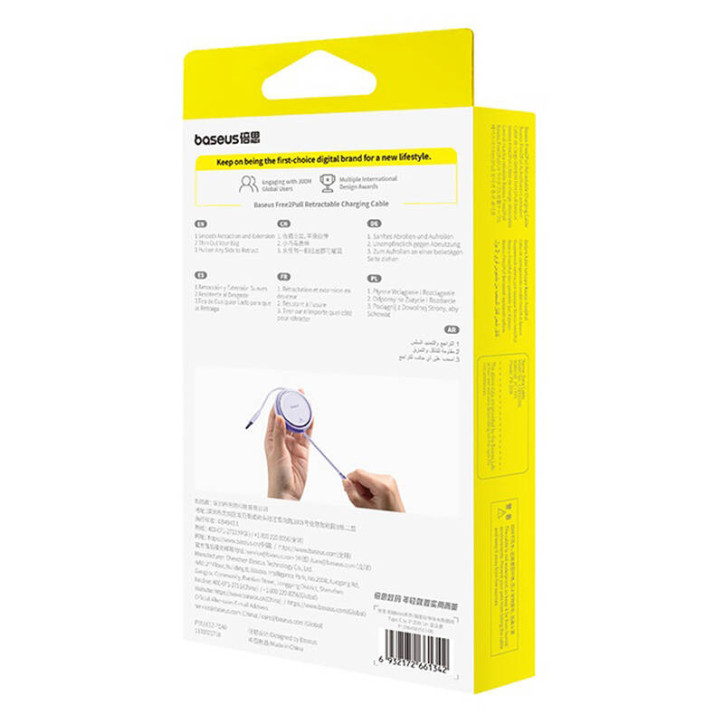 Cavo USB Baseus Free2Pull USB-C to iP 20W 1m Viola