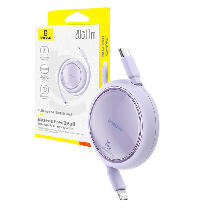 Cavo USB Baseus Free2Pull USB-C to iP 20W 1m Viola
