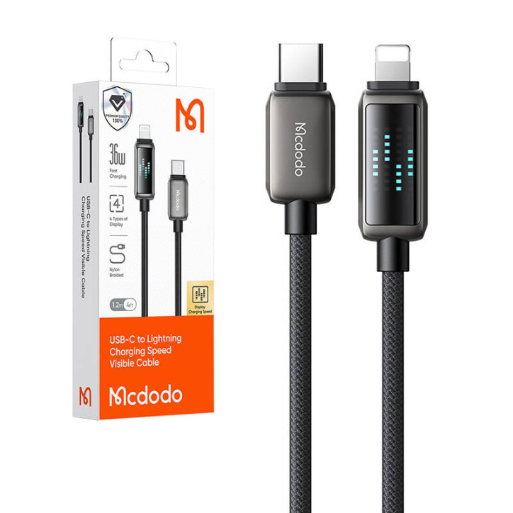 Mcdodo CA-2630 Cavo USB-C Lightning 36W Display LED 1.2m