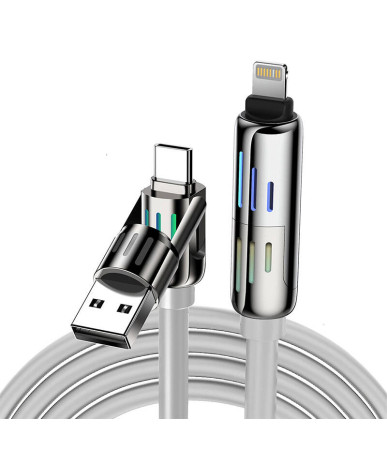 Blitzwolf BW-HDC6 4-in-1 USB-C/USB-A to USB-C/Lightning cable 1.2m 240W RGB (gray)