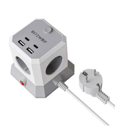 BlitzWolf BW-EC1 Multipresa 4 AC 2 USB-A 2 USB-C 4000W 1.8m Nero