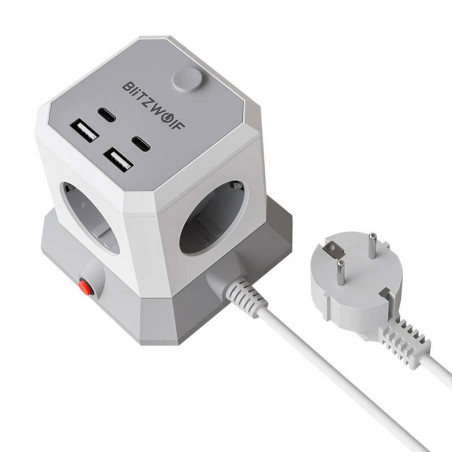 BlitzWolf BW-EC1 Multipresa 4 AC 2 USB-A 2 USB-C 4000W 1.8m Nero