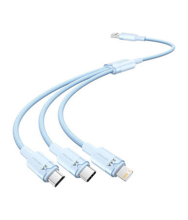 Vention Cavo USB 2.0 A a 3in1 3A 1.5M Blu