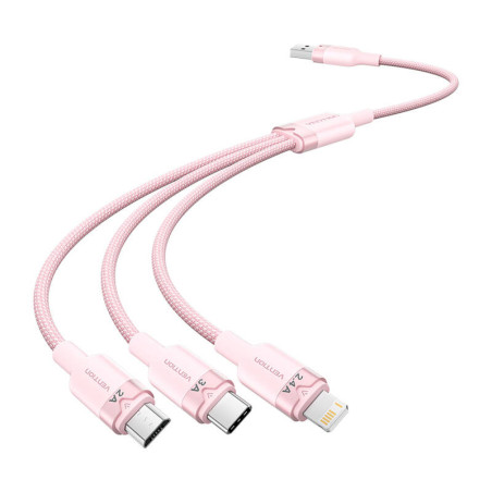 Cavo Vention CTPPG 1.5M USB 2.0 A to 3in1 3A (Rosa)