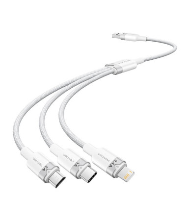 Cavo Vention CTPWG 1.5M USB 2.0 A to 3in1 3A (Bianco)