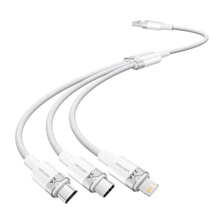 Cavo Vention CTPWG 1.5M USB 2.0 A to 3in1 3A (Bianco)