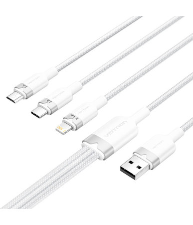Cavo Vention CTPWG 1.5M USB 2.0 A to 3in1 3A (Bianco)