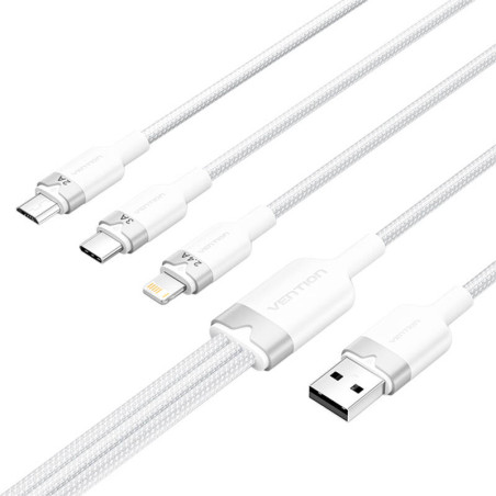 Cavo Vention CTPWG 1.5M USB 2.0 A to 3in1 3A (Bianco)