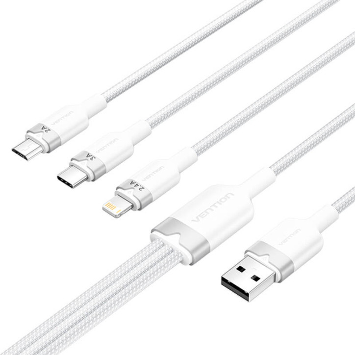 Cavo Vention CTPWG 1.5M USB 2.0 A to 3in1 3A (Bianco)
