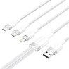 USB 2.0 A to 3in1 3A cable Vention CTPWG 1.5M (white)