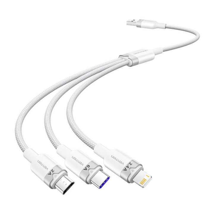 Cavo Vention CTRWG 3-in-1 USB 2.0 A 6A 1.5M Bianco