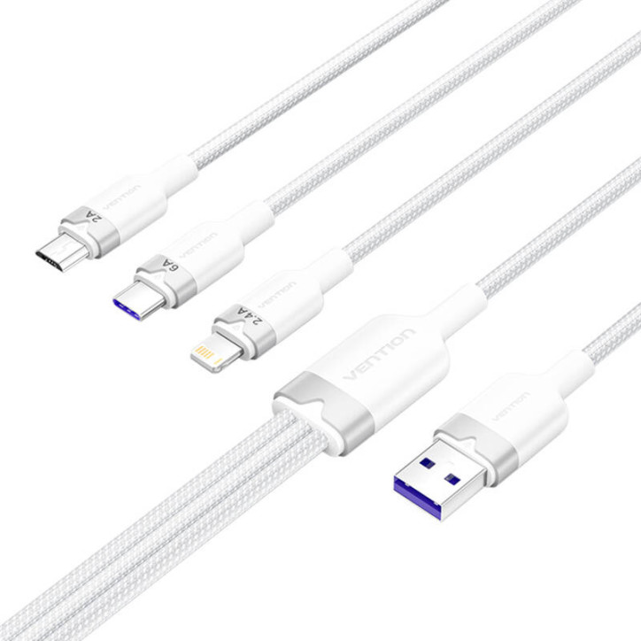 Cavo Vention CTRWG 3-in-1 USB 2.0 A 6A 1.5M Bianco