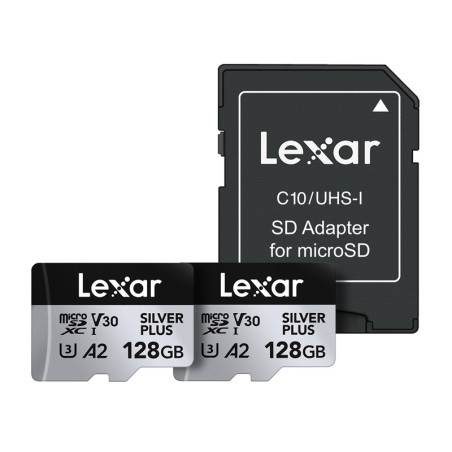 Lexar Set 2x MicroSDXC Silver Plus 128GB + Adattatore