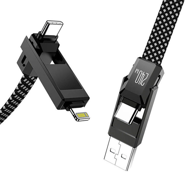 Blitzwolf BW-HDC7 Cavo 4-in-1 USB+C+Lightning 240W 1.2m Nero