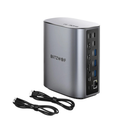 Blitzwolf BW-TH15 Docking Station 17in1: 2xHD+DP+4xC+3xUSB 3.0+USB 3.1+C 3.2+C PD+RJ45+micro SD+SD+Audio 3.5mm