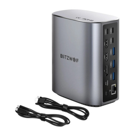 Blitzwolf BW-TH15 Docking Station 17in1: 2xHD+DP+4xC+3xUSB 3.0+USB 3.1+C 3.2+C PD+RJ45+micro SD+SD+Audio 3.5mm