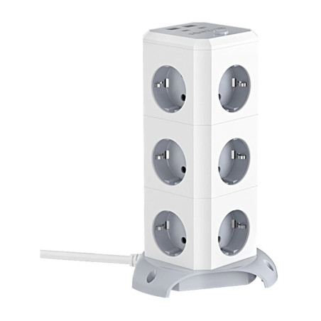 BlitzWolf BW-EC3 Multipresa Verticale 12 Prese + 2 USB-A + 2 USB-C 1.8m