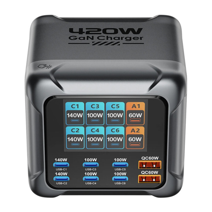 Blitzwolf BW-S33 Caricatore 420W 8 Porte USB-C/USB-A Nero