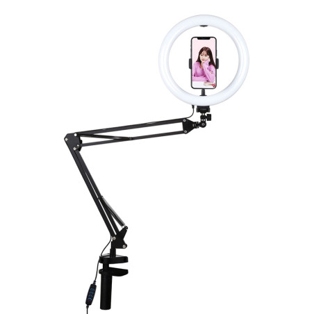 Puluz Ring Light LED 26cm con Braccio da Tavolo PKT3090B