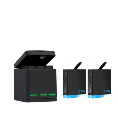 Telesin Box charger a tre canali per GoPro Hero 5/6/7/8 + 2 batterie (GP-BNC-801)