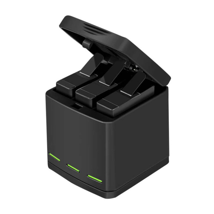 Telesin Box charger a tre canali per GoPro Hero 5/6/7/8 + 2 batterie (GP-BNC-801)